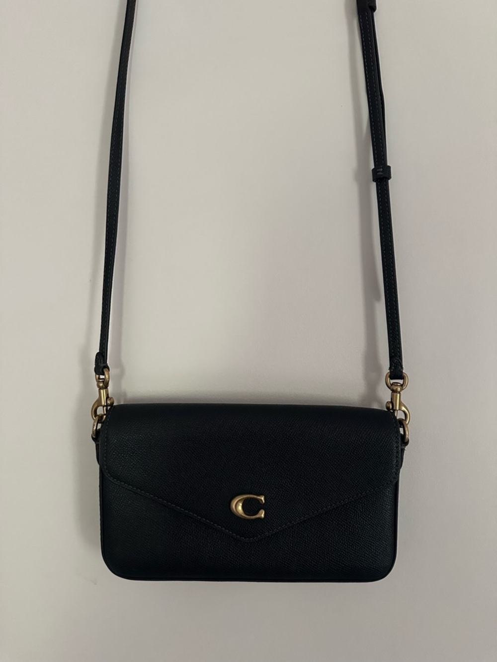 Coach WYN Black Leather Crossbody with Gold 'C' Accent